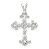 CZ Cross Charm Pendant in Real 925 Sterling Silver