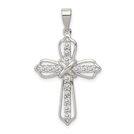 Sterling Silver Cross Pendant with Cubic Zirconia, Faith-Inspired Unisex Religious Jewelry