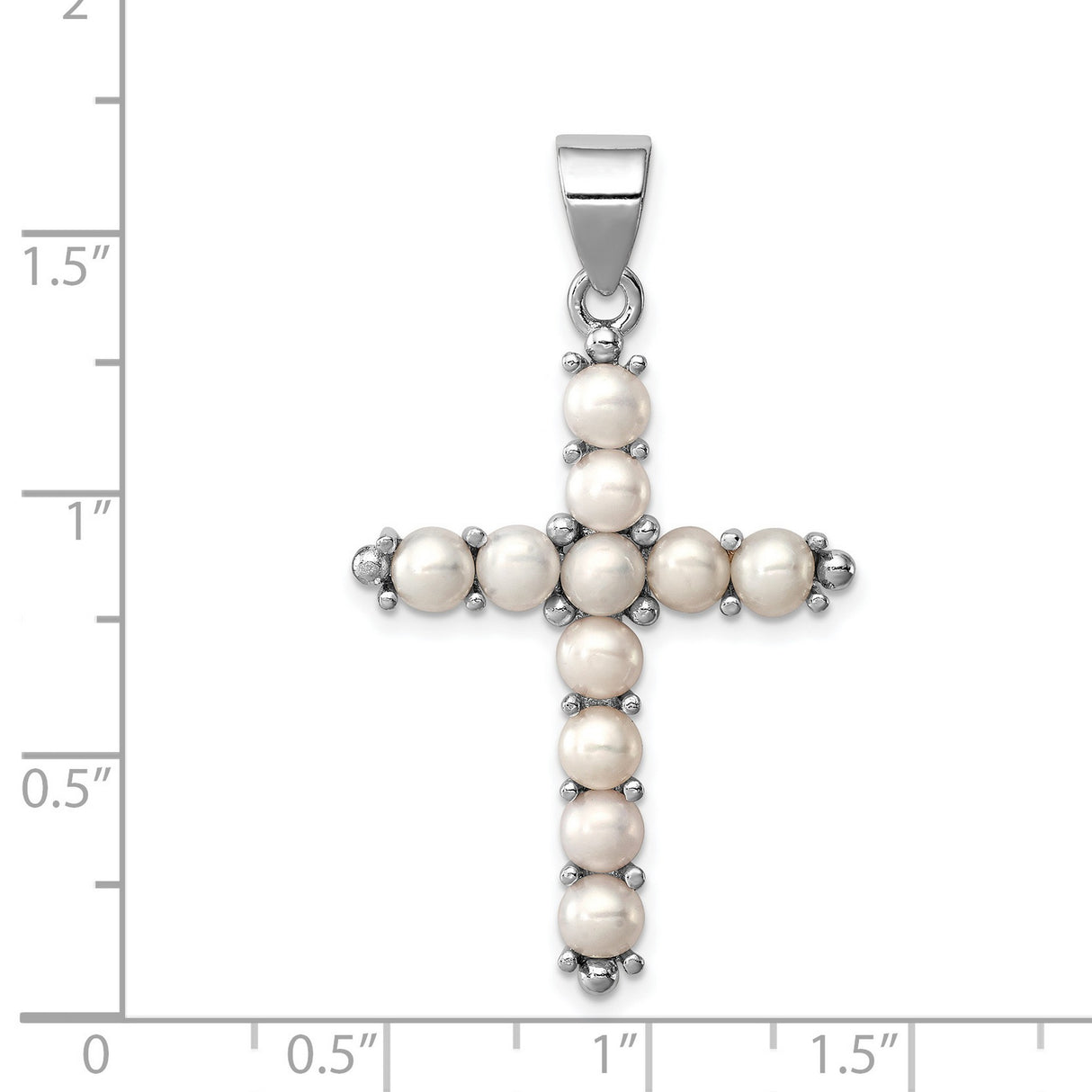 Cultured Pearl Cross Charm Pendant in Real 925 Sterling Silver