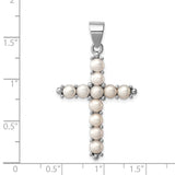 Cultured Pearl Cross Charm Pendant in Real 925 Sterling Silver