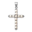 Cultured Pearl Cross Charm Pendant in Real 925 Sterling Silver