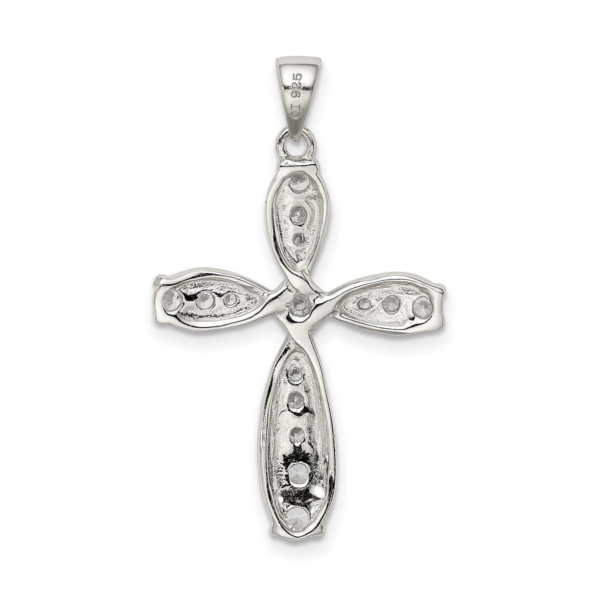 CZ Cross Charm Pendant in Real 925 Sterling Silver