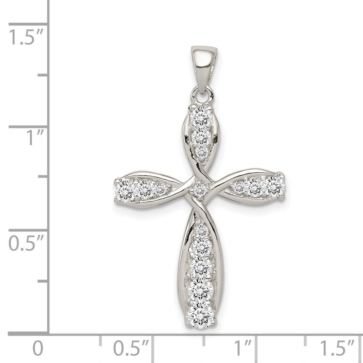 CZ Cross Charm Pendant in Real 925 Sterling Silver