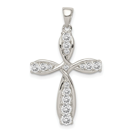 CZ Cross Charm Pendant in Real 925 Sterling Silver