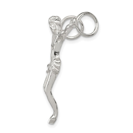 Sterling Silver Crucifix Pendant with Jesus on the Cross, Christian Catholic Charm