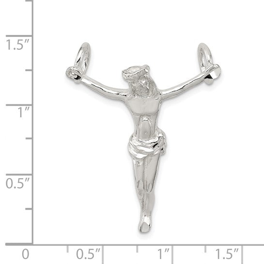 Sterling Silver Crucifix Pendant with Jesus on the Cross, Christian Catholic Charm