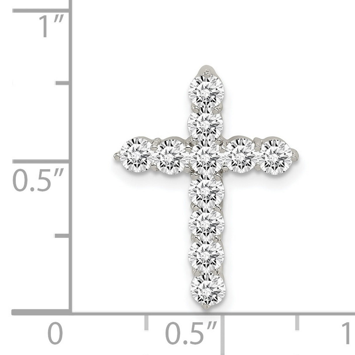 CZ Cross Charm Pendant in Real 925 Sterling Silver