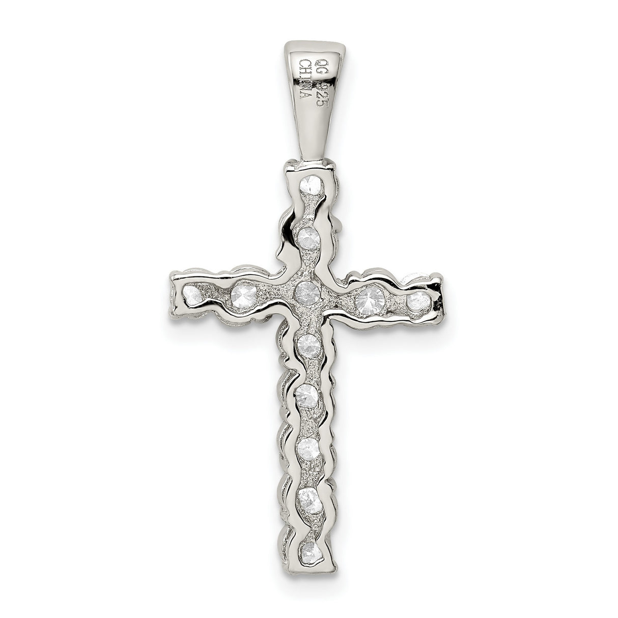 CZ Latin Cross Charm Pendant in Real 925 Sterling Silver