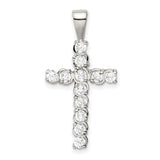 CZ Latin Cross Charm Pendant in Real 925 Sterling Silver