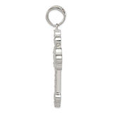 CZ Budded Cross Charm Pendant in Real 925 Sterling Silver