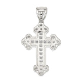 CZ Budded Cross Charm Pendant in Real 925 Sterling Silver