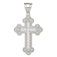 CZ Budded Cross Charm Pendant in Real 925 Sterling Silver