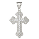 CZ Budded Cross Charm Pendant in Real 925 Sterling Silver