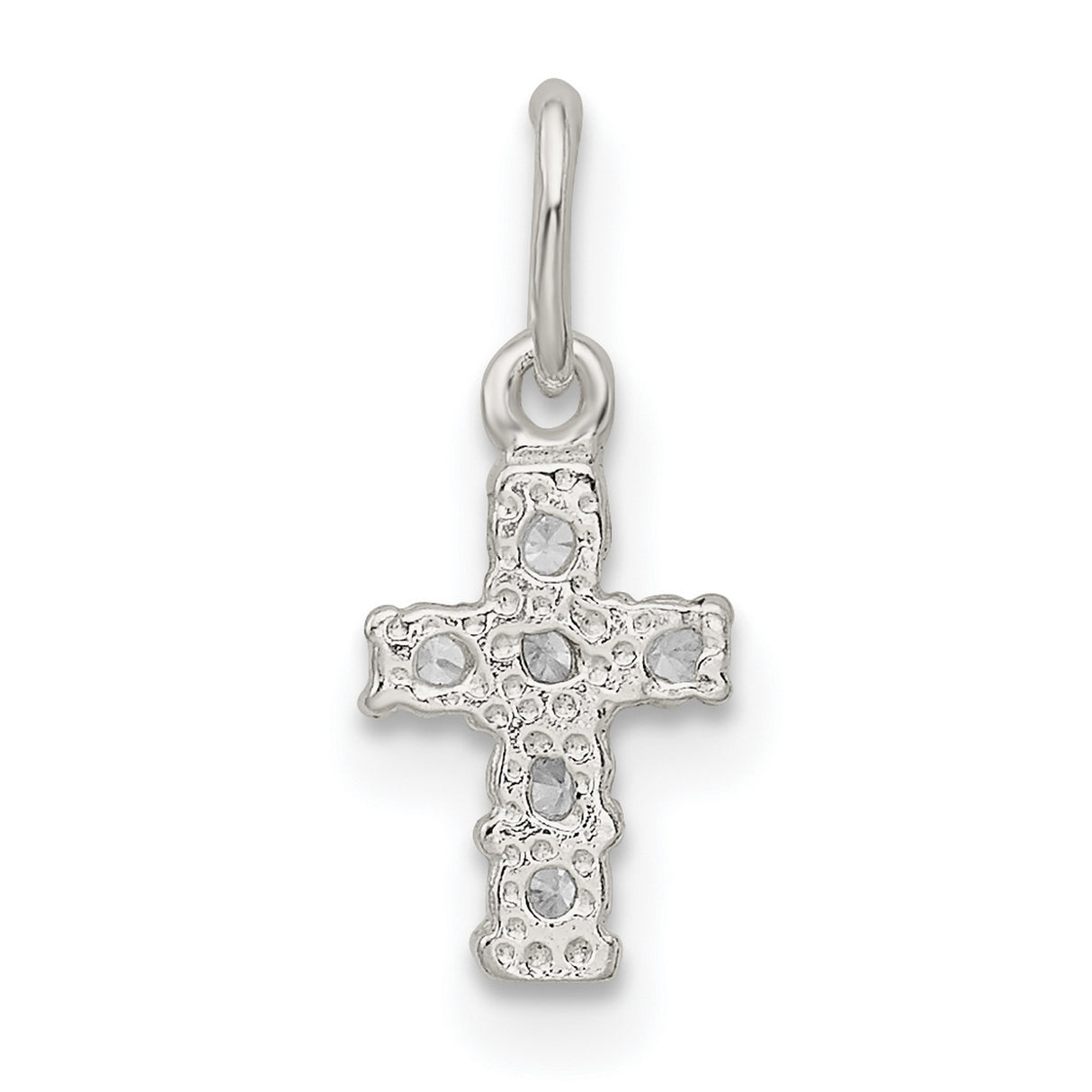 CZ Cross Charm Pendant in Real 925 Sterling Silver