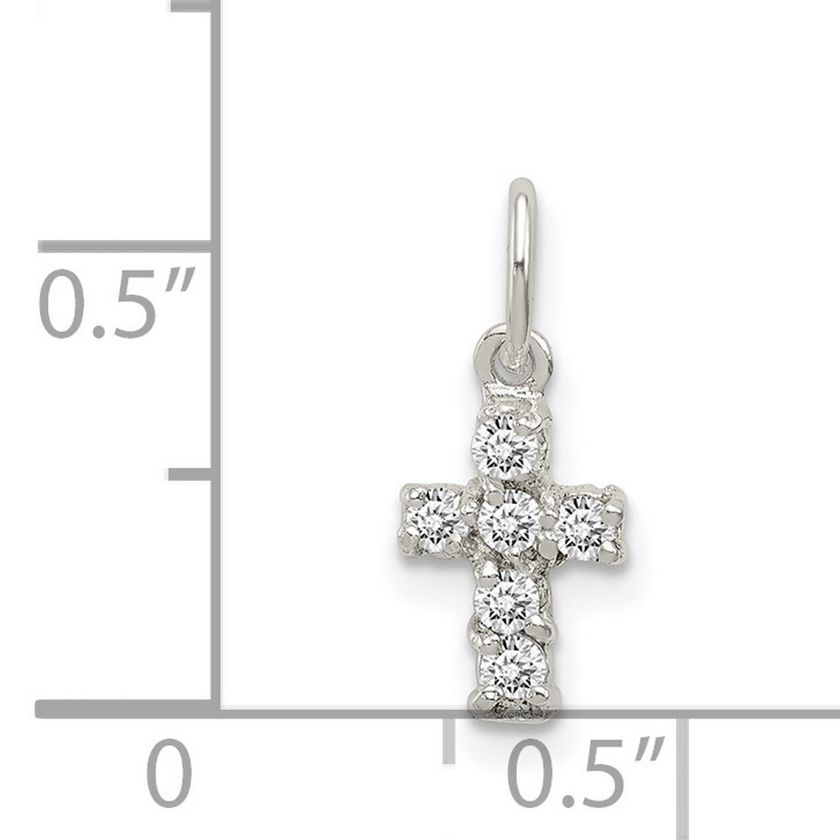 CZ Cross Charm Pendant in Real 925 Sterling Silver