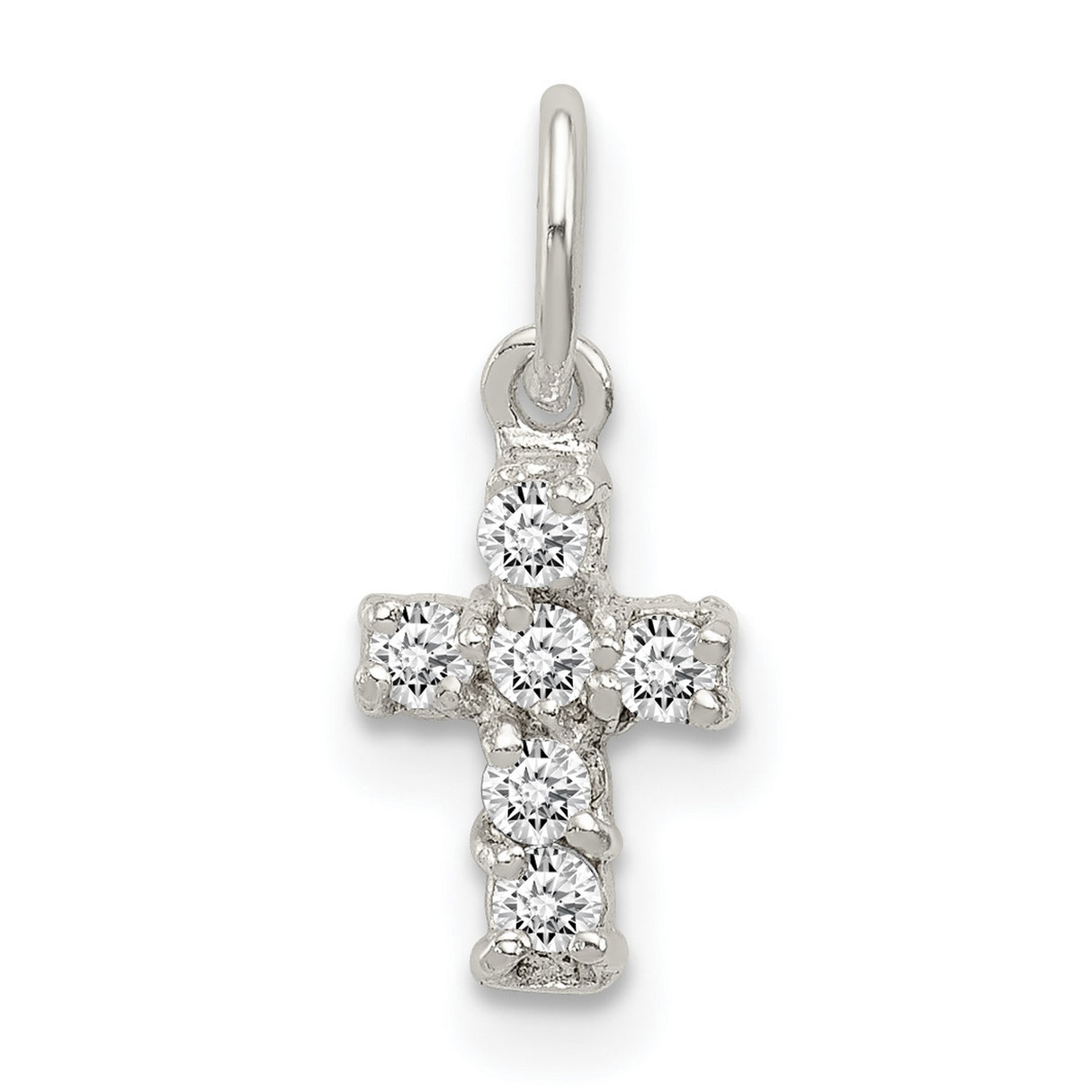 CZ Cross Charm Pendant in Real 925 Sterling Silver