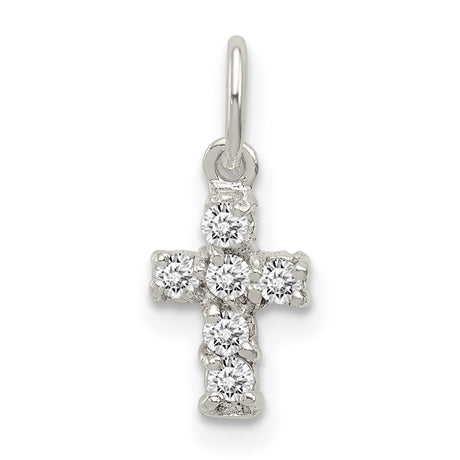 CZ Cross Charm Pendant in Real 925 Sterling Silver