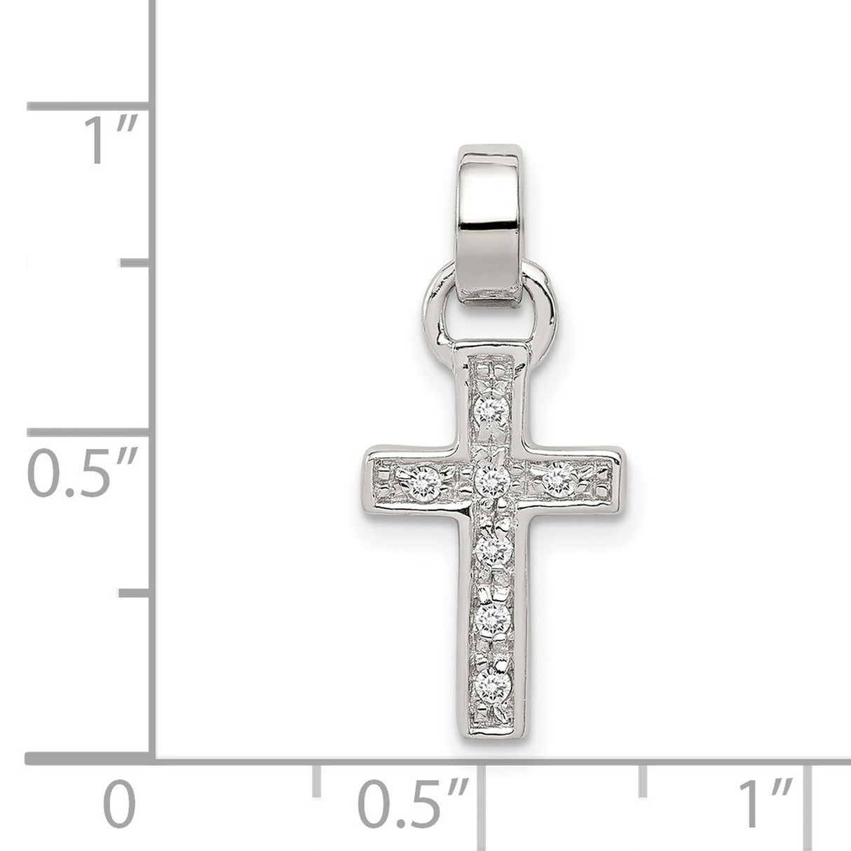 CZ Latin Cross Charm Pendant in Real 925 Sterling Silver