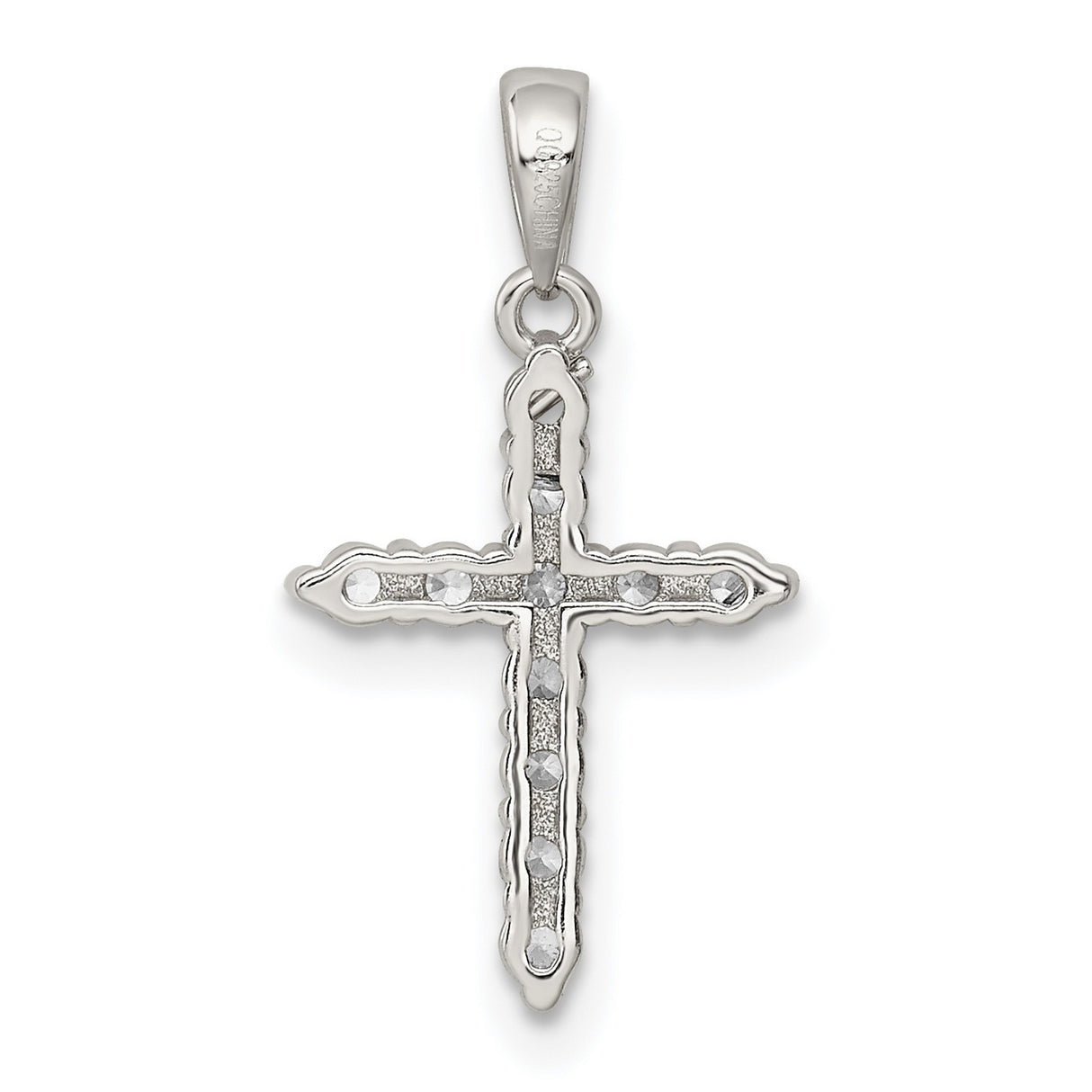 CZ Cross Charm Pendant in Real 925 Sterling Silver