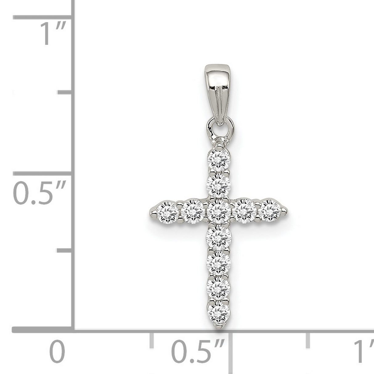 CZ Cross Charm Pendant in Real 925 Sterling Silver