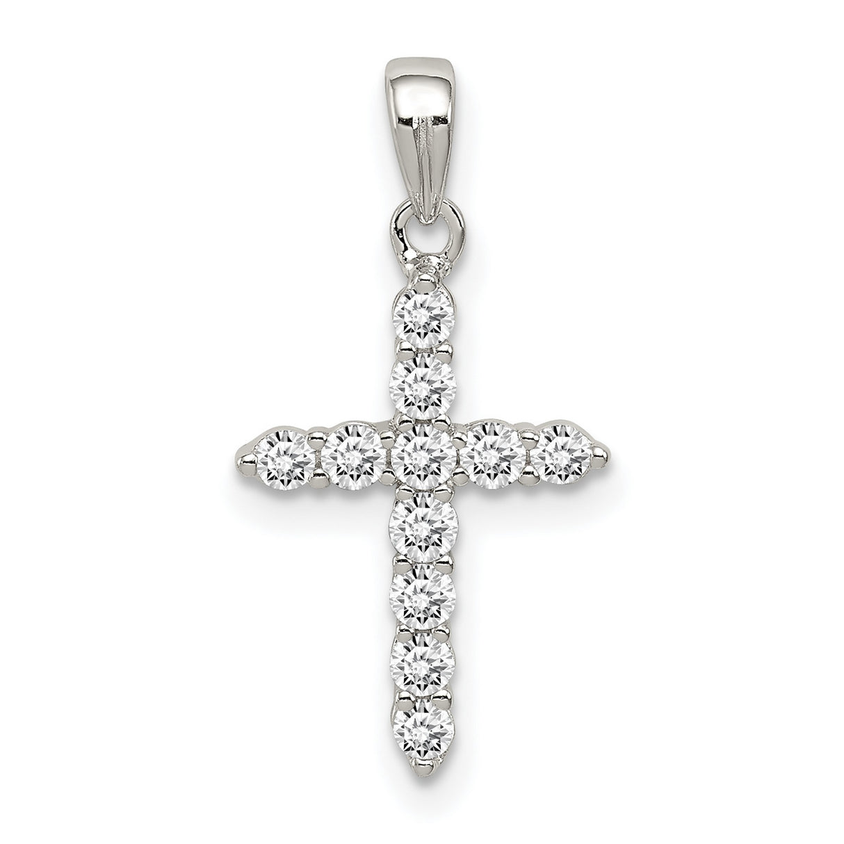 CZ Cross Charm Pendant in Real 925 Sterling Silver