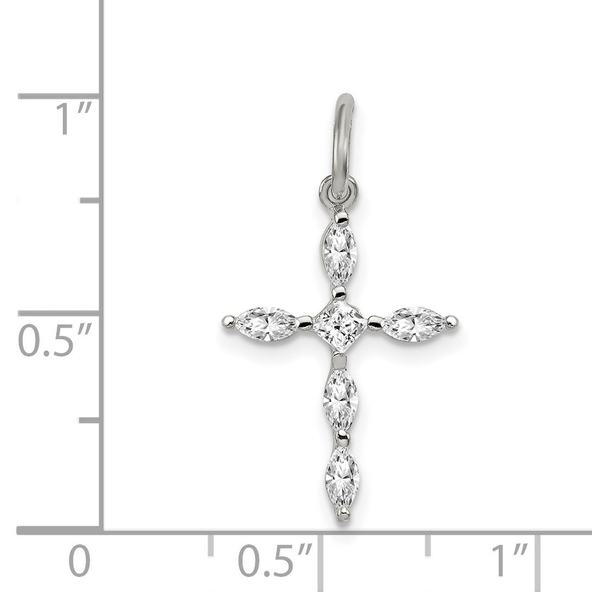 CZ Cross Charm Pendant in Real 925 Sterling Silver