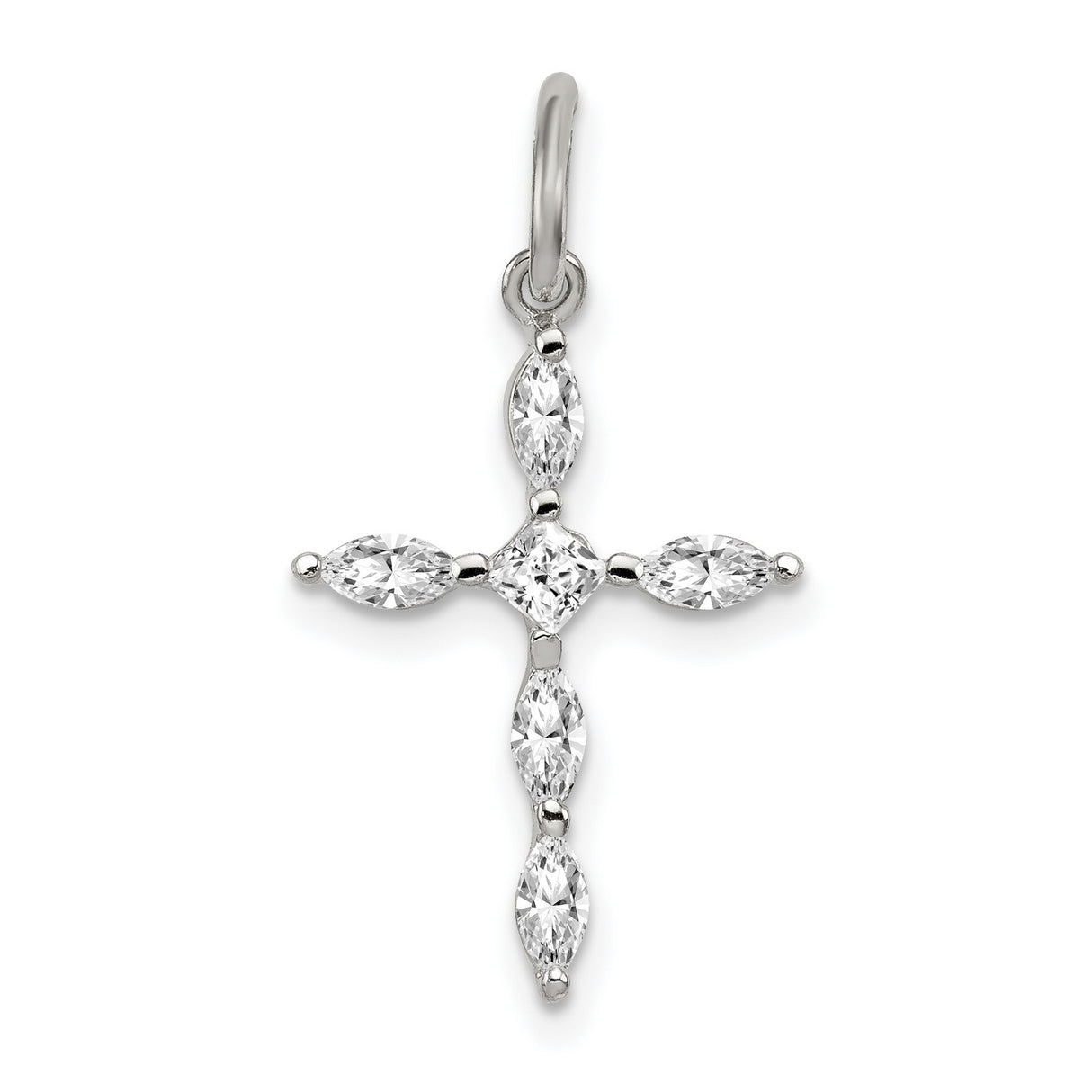 CZ Cross Charm Pendant in Real 925 Sterling Silver