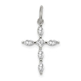 CZ Cross Charm Pendant in Real 925 Sterling Silver