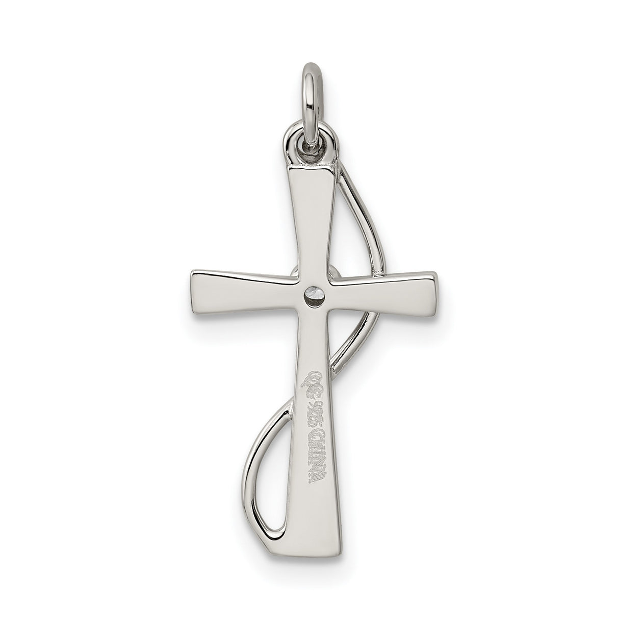 CZ Cross Charm Pendant in Real 925 Sterling Silver