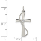 CZ Cross Charm Pendant in Real 925 Sterling Silver