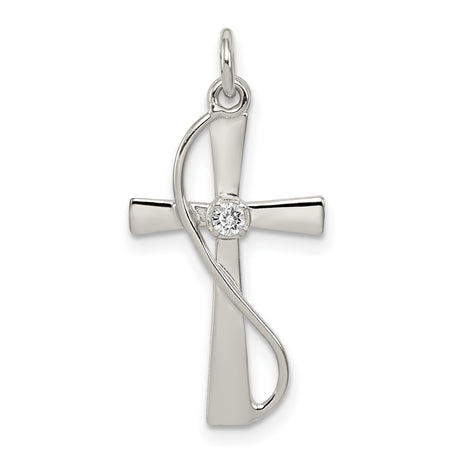 CZ Cross Charm Pendant in Real 925 Sterling Silver