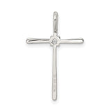 CZ Cross Charm Pendant in Real 925 Sterling Silver