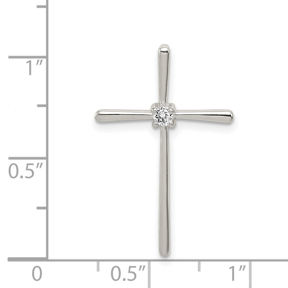 CZ Cross Charm Pendant in Real 925 Sterling Silver