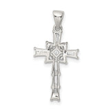 CZ Latin Cross Charm Pendant in Real 925 Sterling Silver