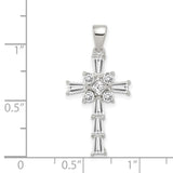 CZ Latin Cross Charm Pendant in Real 925 Sterling Silver