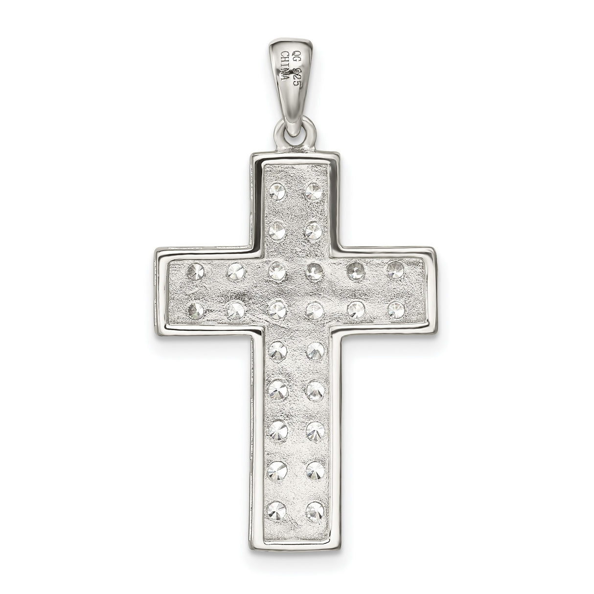 CZ Latin Cross Charm Pendant in Real 925 Sterling Silver