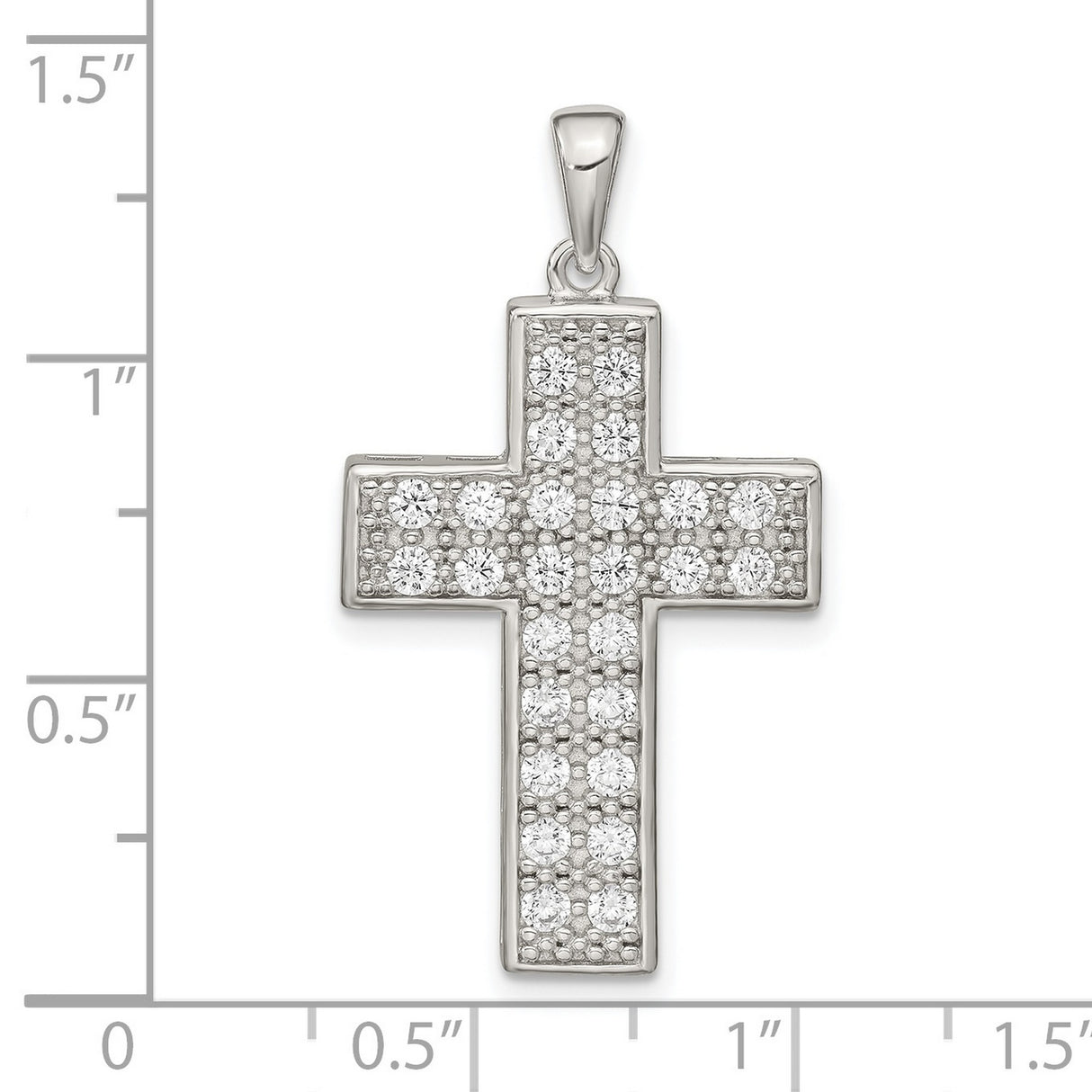 CZ Latin Cross Charm Pendant in Real 925 Sterling Silver