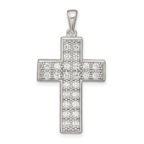 CZ Latin Cross Charm Pendant in Real 925 Sterling Silver