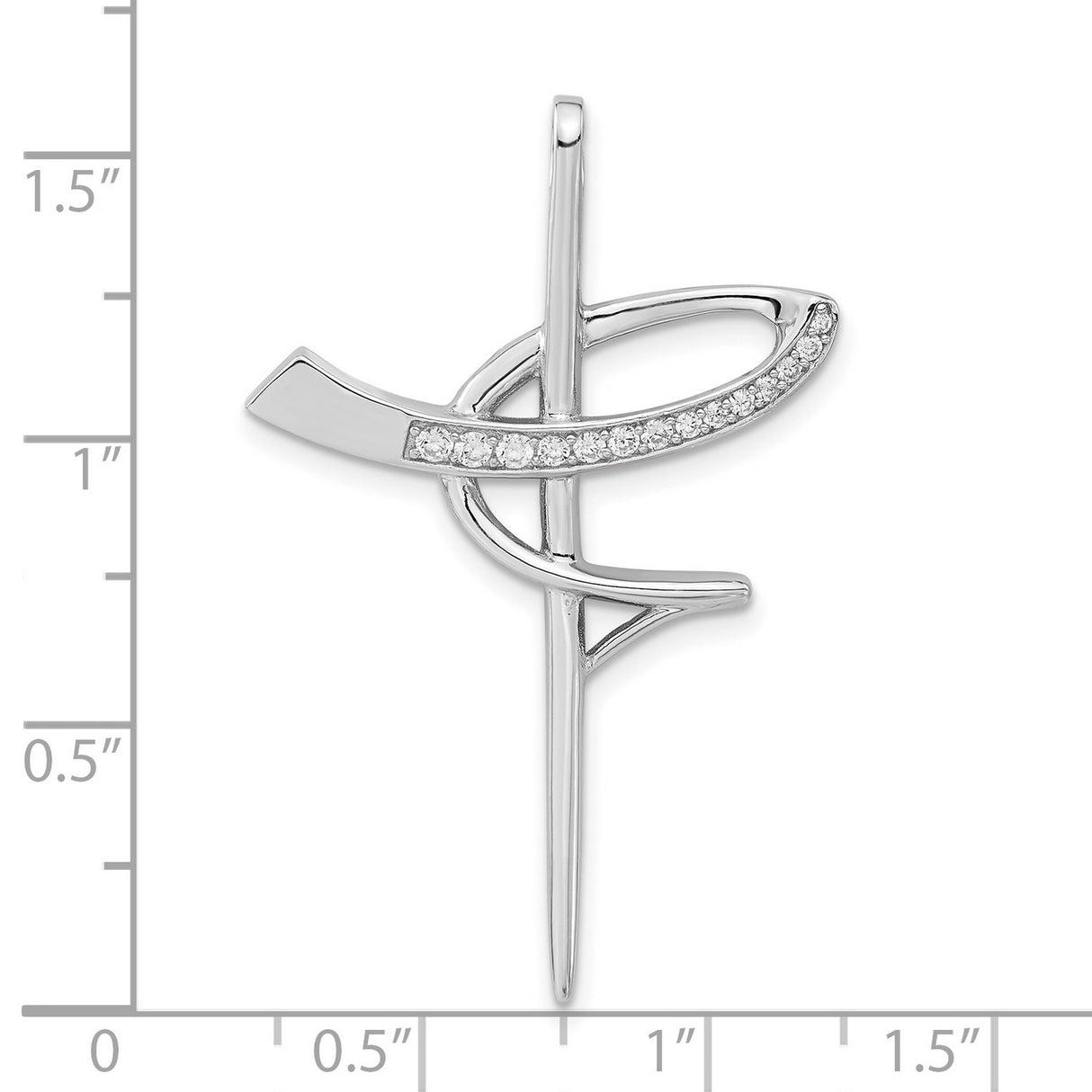 CZ Cross Charm Pendant in Real 925 Sterling Silver
