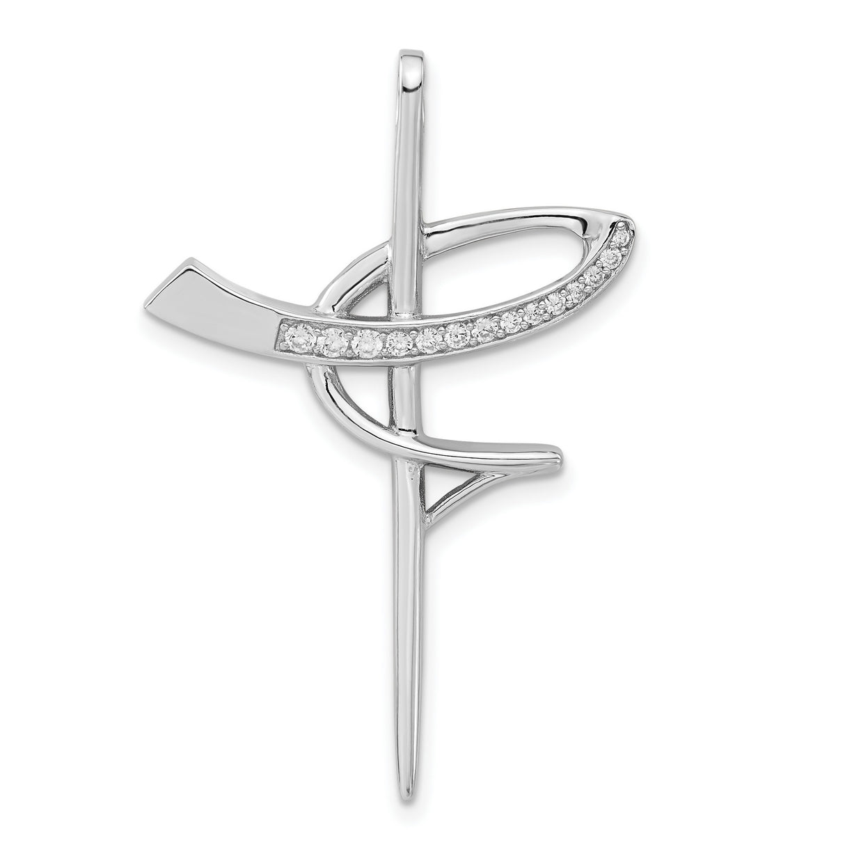CZ Cross Charm Pendant in Real 925 Sterling Silver