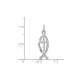 Sterling Silver Christian Fish Cross Pendant, Ichthys Religious Symbol Jewelry for Men and Women