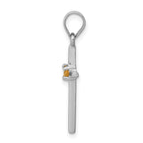 Citrine Cross Charm Pendant in Real 925 Sterling Silver