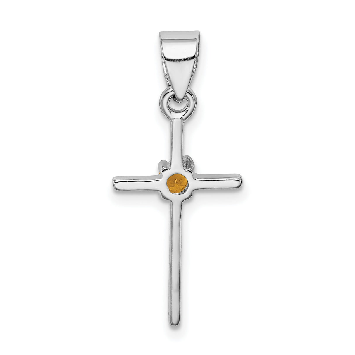 Citrine Cross Charm Pendant in Real 925 Sterling Silver