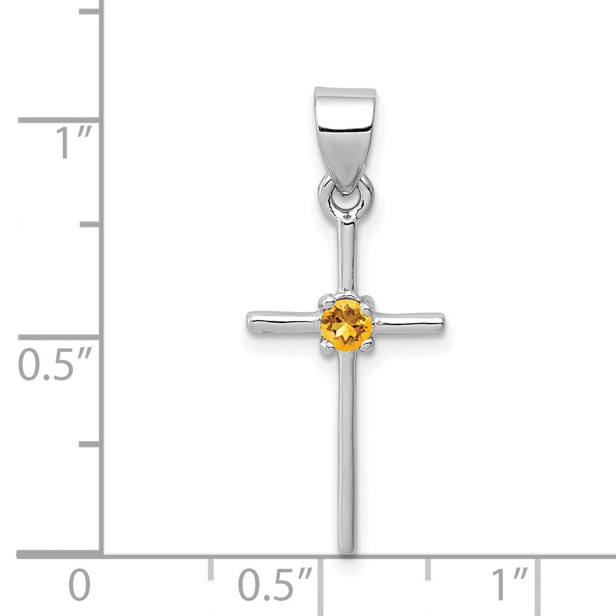 Citrine Cross Charm Pendant in Real 925 Sterling Silver