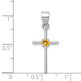 Citrine Cross Charm Pendant in Real 925 Sterling Silver