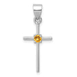 Citrine Cross Charm Pendant in Real 925 Sterling Silver