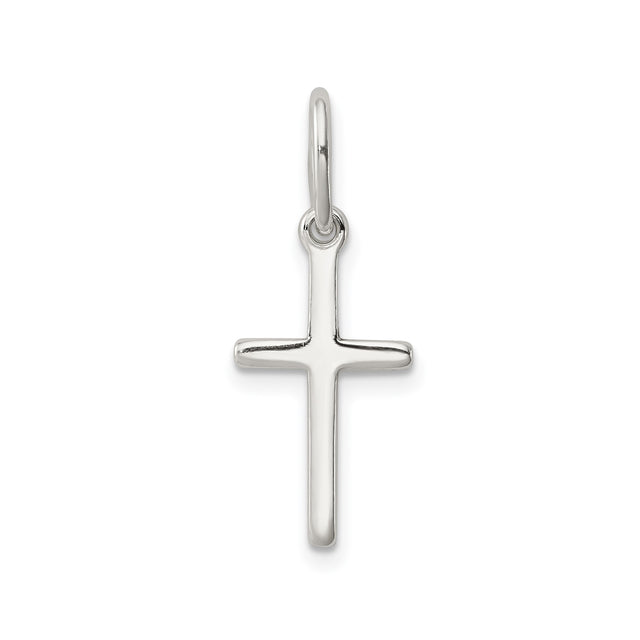 Sterling Silver Cross Pendant with Mirror Finish, Minimalist Latin Cruciform Style for Men and Women
