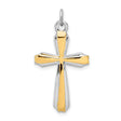 Gold Plated Cross Charm Pendant in Real 925 Sterling Silver