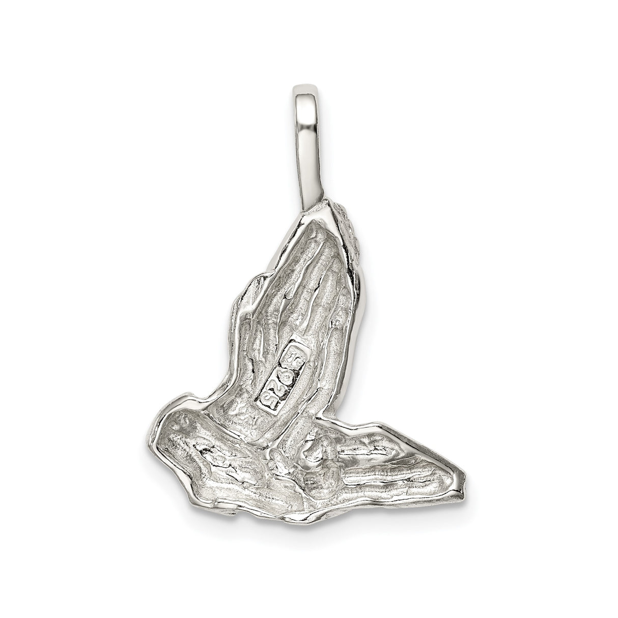 Sterling Silver Praying Hands Cross Pendant with Bible, Christian Religious Jewelry for Men and Women