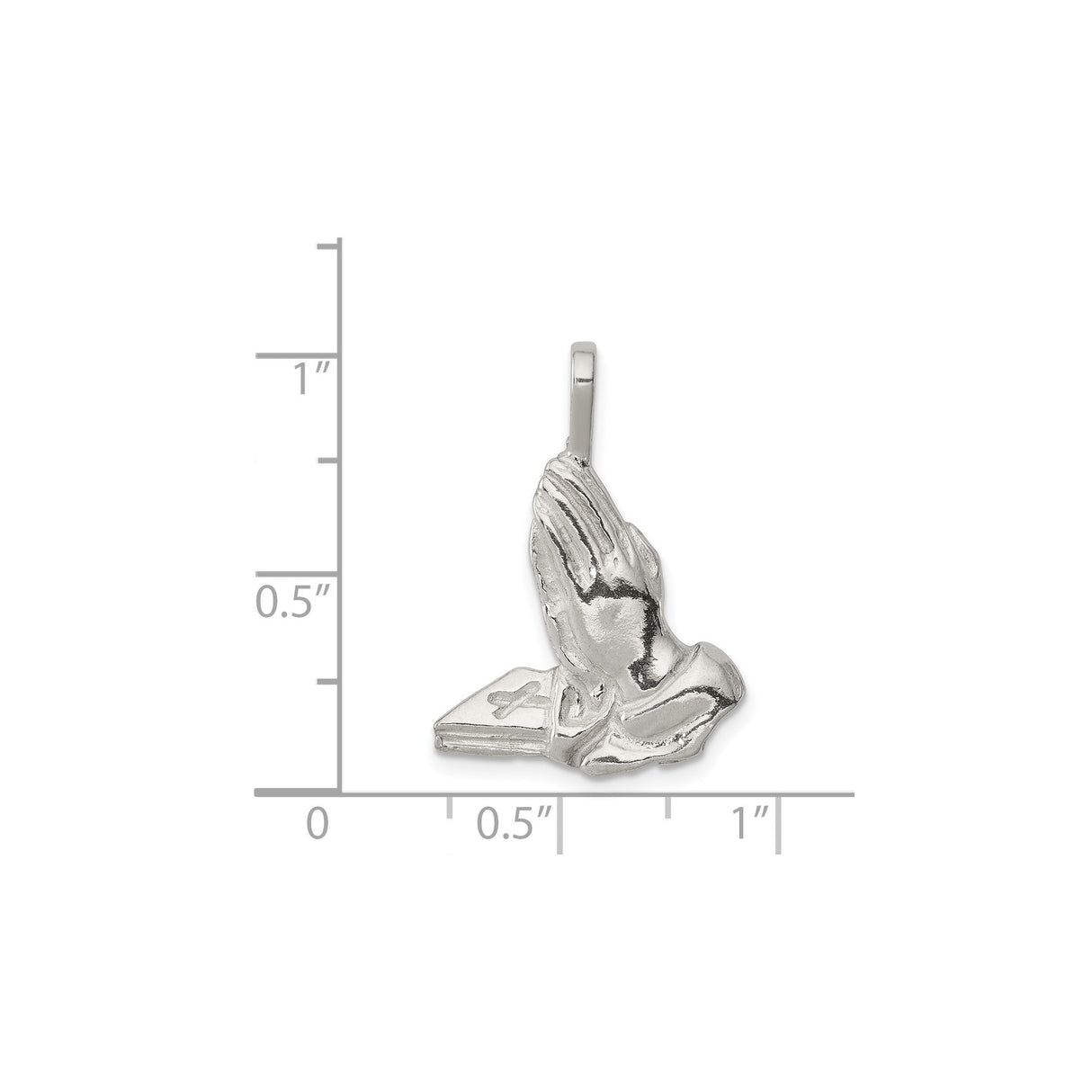 Sterling Silver Praying Hands Cross Pendant with Bible, Christian Religious Jewelry for Men and Women